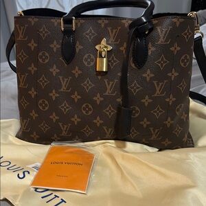 Louis Vuitton Brown and Black Satchel with Monogram Canvas